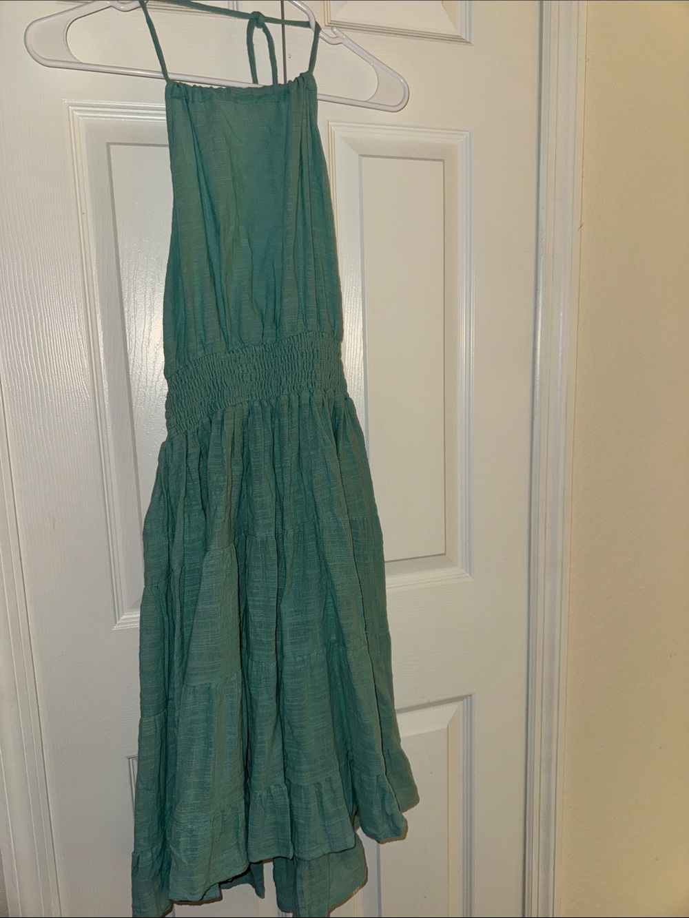 Jamacian Bay Women’s Teal Tiered Sundress - Lightweight Halter Summer Dress
